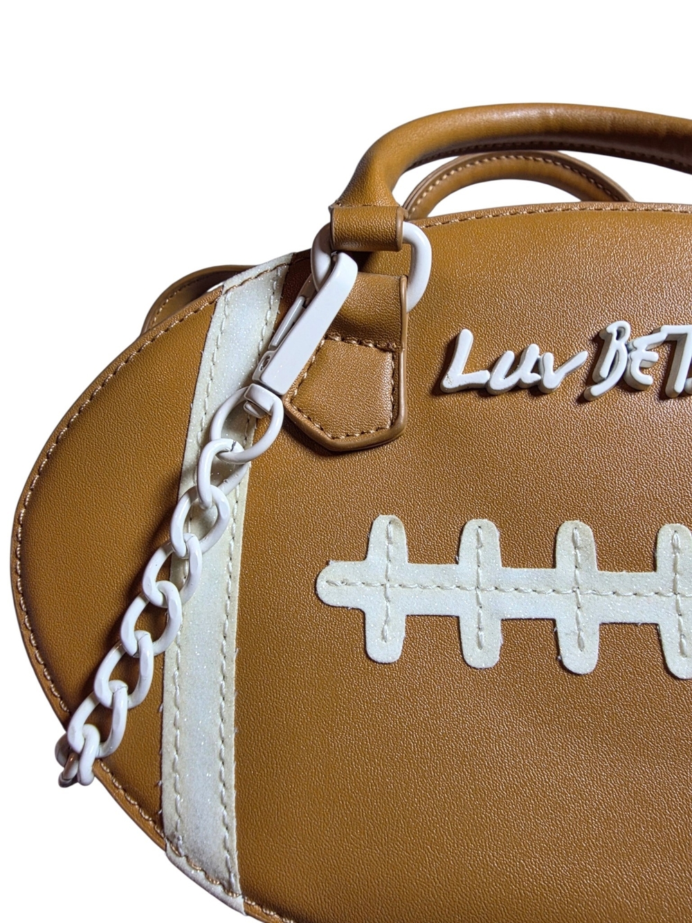 Luv Betsey by Betsey Johnson Tan Football Novelty Crossbody Bag Satchel - Picture 11 of 16